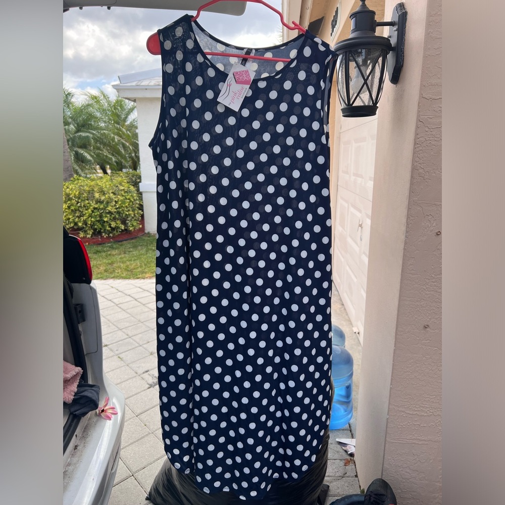 Black Polk Dot boutique maxi dress NWT 1x